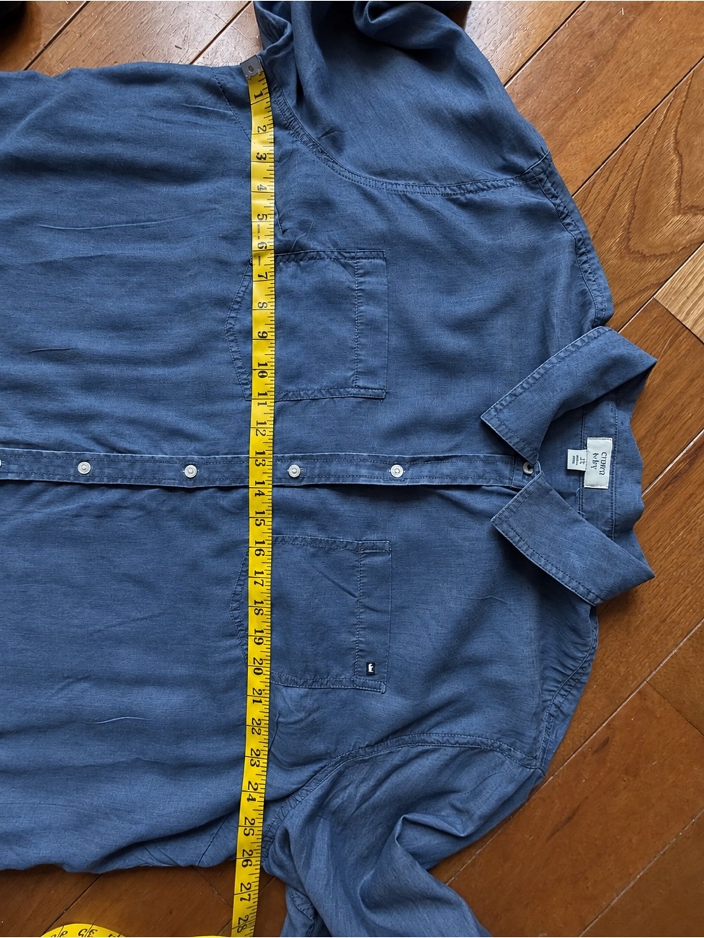 Crown & Ivy Tencel Chambray Button Down Shirt Blue 1X - Picture 3 of 6